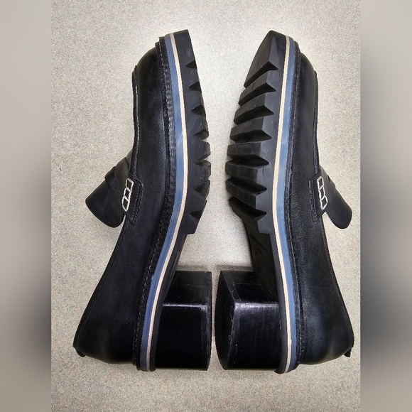 Bernardo Selma Loafer Chunky Lug Sole Slip On Black Leather Size 9.5 - Picture 4 of 13